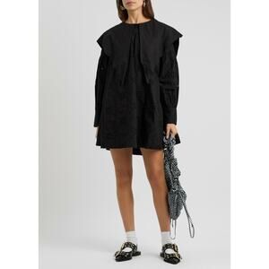 Damson Madder 10 Candice Broderie Anglaise Cotton Mini Dress Black